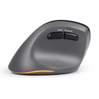 BakkerElkhuizen PRF Pro Maus Links, linkshändig, vertikales Design, Optisch, RF Wireless + Bluetooth + USB Type-C, 2400 DPI, Schwarz, Grau