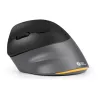 BakkerElkhuizen PRF Pro Maus Links, linkshändig, vertikales Design, Optisch, RF Wireless + Bluetooth + USB Type-C, 2400 DPI, Schwarz, Grau