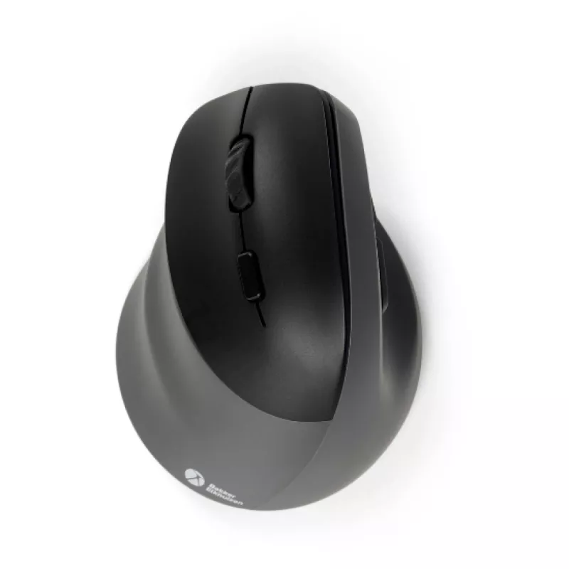 BakkerElkhuizen PRF Pro Maus Links, linkshändig, vertikales Design, Optisch, RF Wireless + Bluetooth + USB Type-C, 2400 DPI, Schwarz, Grau