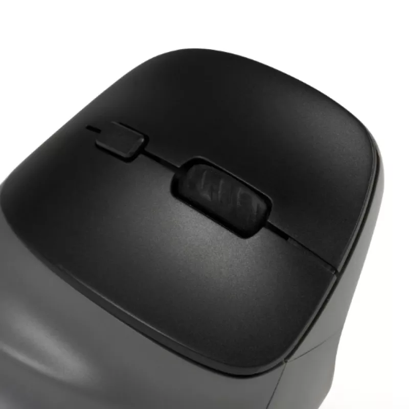 BakkerElkhuizen PRF Pro Maus Links, linkshändig, vertikales Design, Optisch, RF Wireless + Bluetooth + USB Type-C, 2400 DPI, Schwarz, Grau