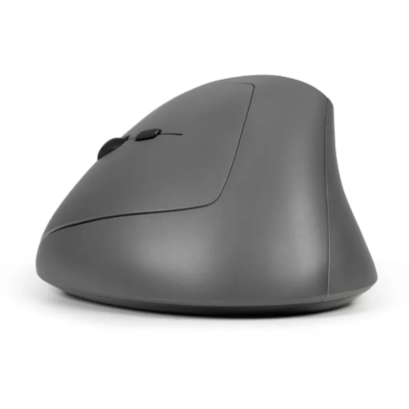 BakkerElkhuizen MidWay Maus Links, Linkshänder, Vertikales Design, Optisch, RF Wireless + Bluetooth + USB Typ-C, 2400 DPI, Grau, Schwarz