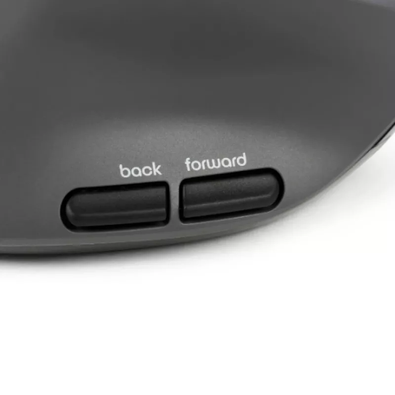 BakkerElkhuizen MidWay Maus Links, Linkshänder, Vertikales Design, Optisch, RF Wireless + Bluetooth + USB Typ-C, 2400 DPI, Grau, Schwarz