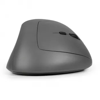 BakkerElkhuizen MidWay Maus rechts, Rechtshändig, Vertikales Design, Optisch, RF Wireless + Bluetooth + USB Typ-C, 2400 DPI, Grau, Schwarz
