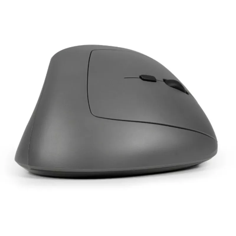 BakkerElkhuizen MidWay Maus rechts, Rechtshändig, Vertikales Design, Optisch, RF Wireless + Bluetooth + USB Typ-C, 2400 DPI, Grau, Schwarz