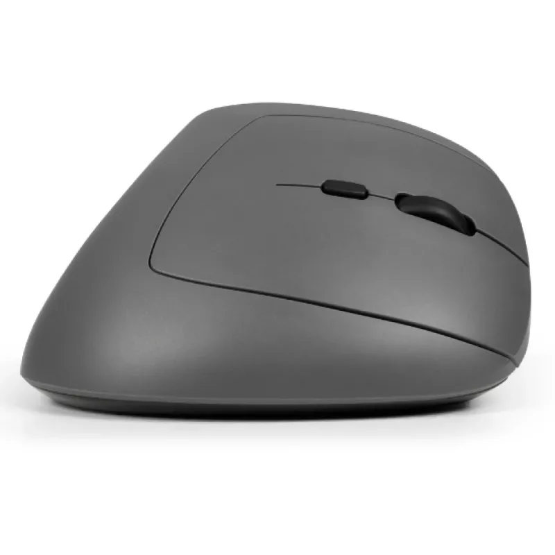 BakkerElkhuizen MidWay Maus rechts, Rechtshändig, Vertikales Design, Optisch, RF Wireless + Bluetooth + USB Typ-C, 2400 DPI, Grau, Schwarz