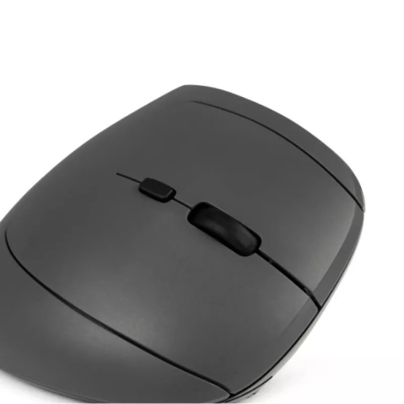 BakkerElkhuizen MidWay Maus rechts, Rechtshändig, Vertikales Design, Optisch, RF Wireless + Bluetooth + USB Typ-C, 2400 DPI, Grau, Schwarz