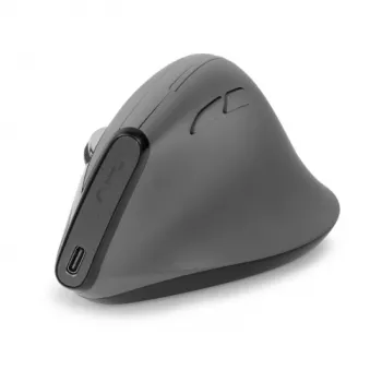 BakkerElkhuizen Grip Pro Maus, für Rechtshänder, Vertikales Design, Optisch, RF Wireless, 2400 DPI, Grau, Schwarz, Gelb