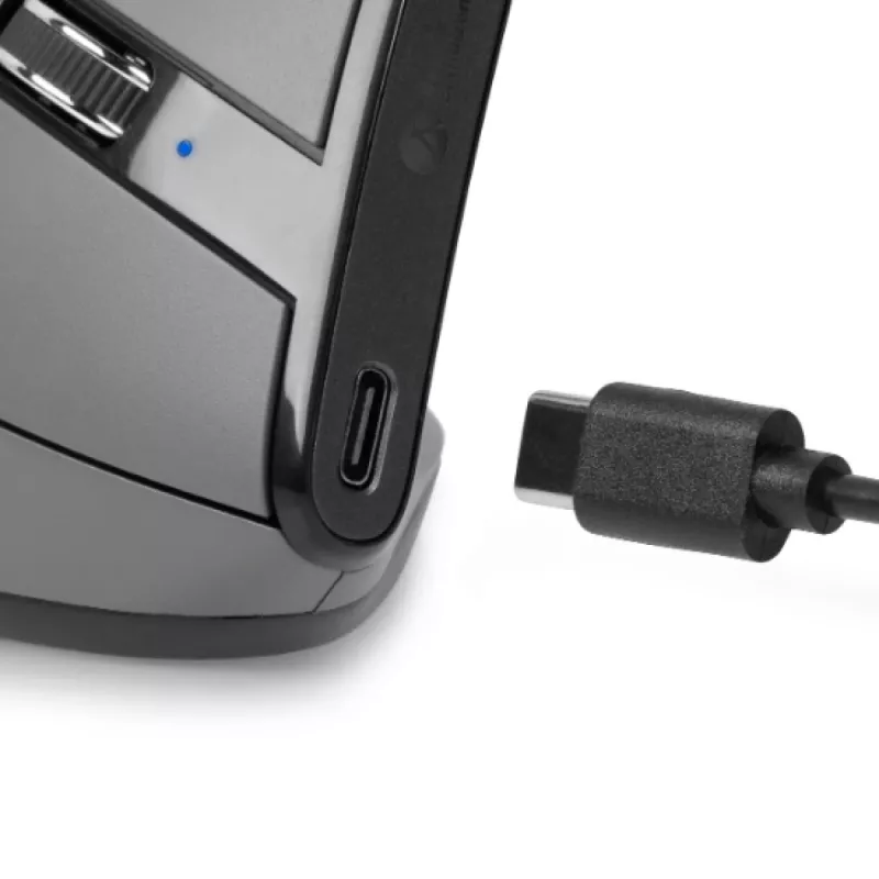 BakkerElkhuizen Grip Pro Maus, für Rechtshänder, Vertikales Design, Optisch, RF Wireless, 2400 DPI, Grau, Schwarz, Gelb