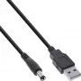 InLine USB-DC-Stromadapterkabel, USB-A-Stecker auf DC-Hohlstecker 5,5x2,10mm, schwarz, 1m