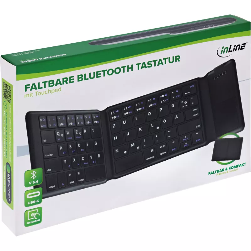 InLine 55379B Tastatur Universal Bluetooth QWERTZ Deutsch Schwarz