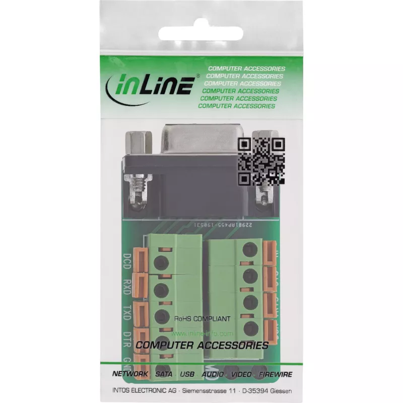 InLine 92501A Drahtverbinder Klemmleiste / D-Sub 9 Schwarz, Grün