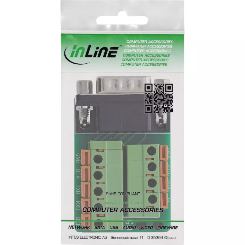 InLine 92501B Kabelverbinder Klemmleiste / D-Sub 9 Schwarz, Grün