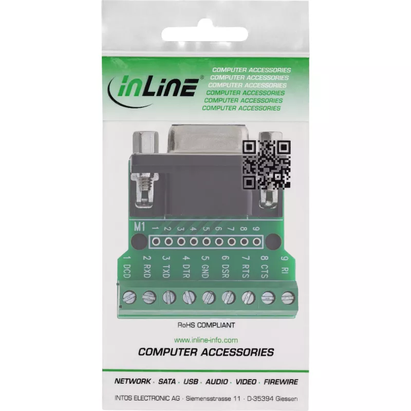 InLine 92501C Kabelverbinder Klemmleiste / D-Sub 9 Schwarz, Grün