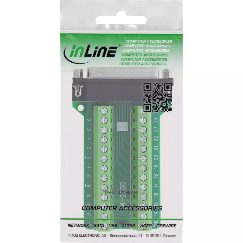 InLine 92502E Kabelverbinder Klemmleiste / D-Sub 25 Grün