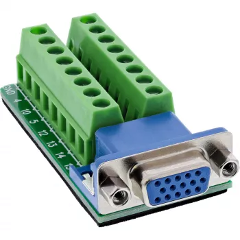 InLine 92503A Drahtverbinder Klemmleiste, VGA (HD15) Blau, Grün