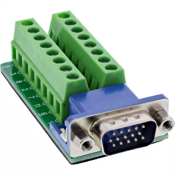 InLine 92503B Kabelverbinder Klemmleiste, VGA (HD15) Blau, Grün