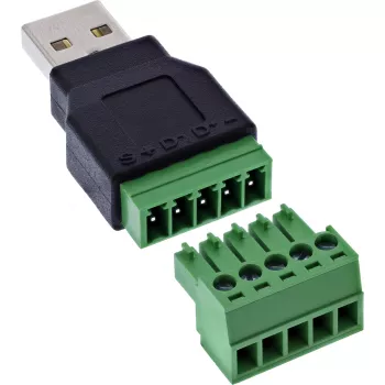 InLine 92504A Kabelverbinder USB-A / Klemmleiste, 5-polig Schwarz, Grün