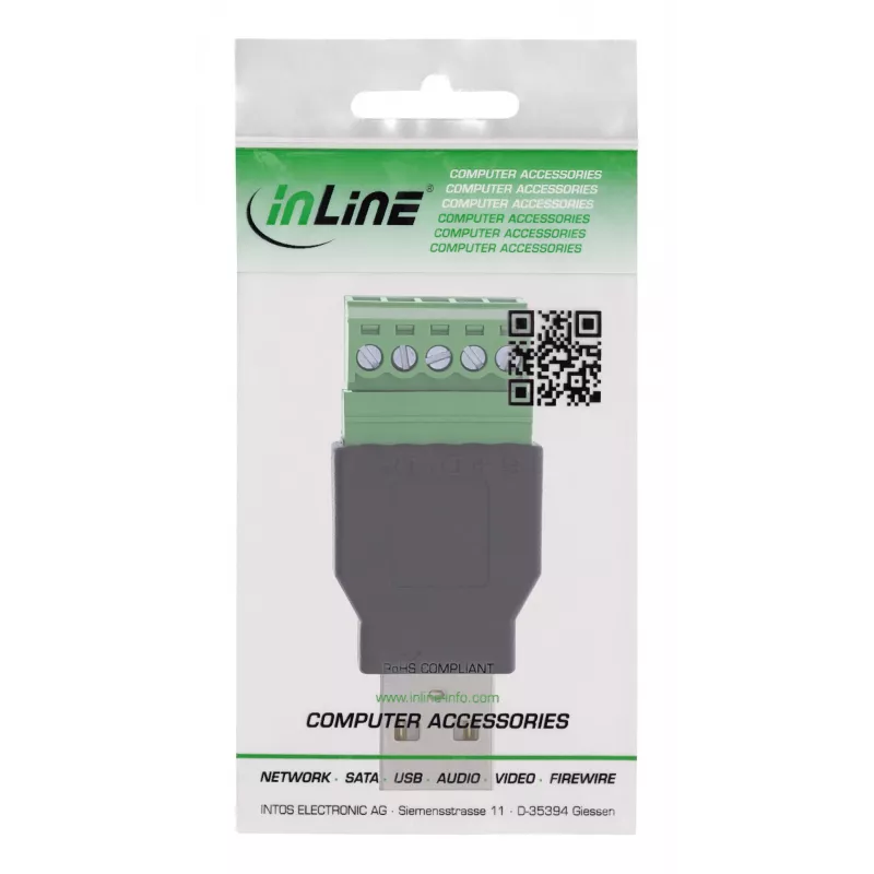 InLine 92504A Kabelverbinder USB-A / Klemmleiste, 5-polig Schwarz, Grün