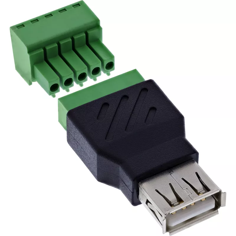InLine 92504B Drahtverbinder USB-A / Klemmleiste, 5-polig Schwarz, Grün
