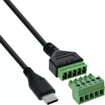 InLine 92504E Drahtverbinder USB-C / Klemmleiste, 5-polig Schwarz, Grün