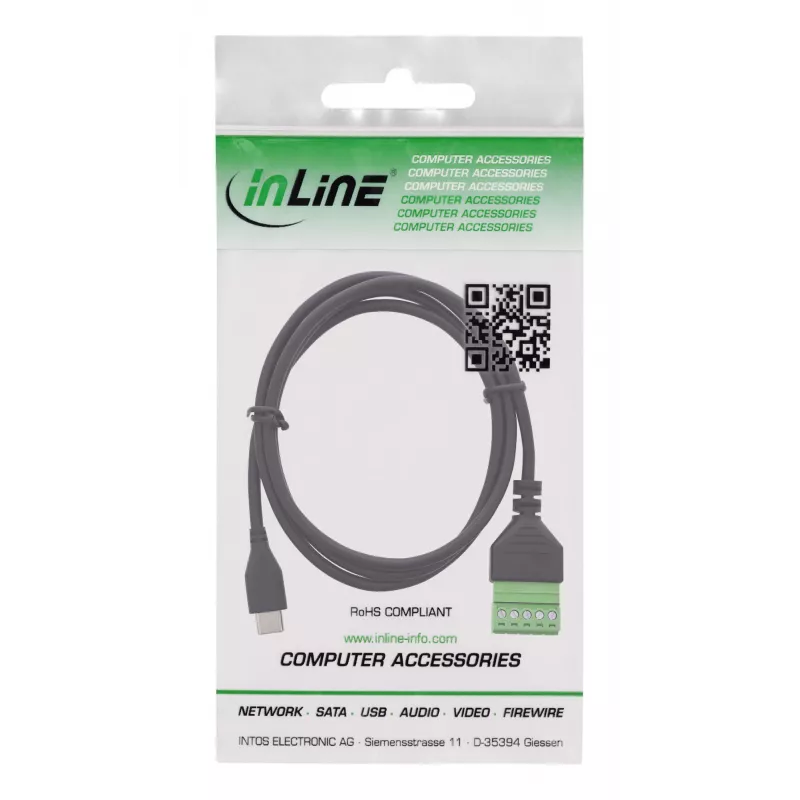 InLine 92504E Drahtverbinder USB-C / Klemmleiste, 5-polig Schwarz, Grün