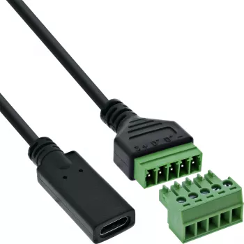 InLine 92504F Kabeladapter USB-C / Klemmleiste, 5-polig Schwarz, Grün