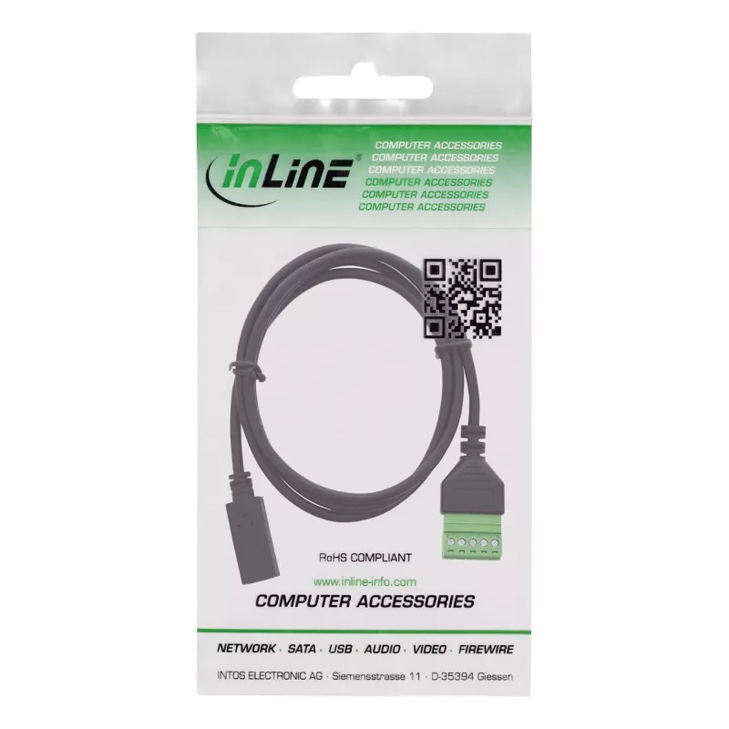 InLine 92504F Kabeladapter USB-C / Klemmleiste, 5-polig Schwarz, Grün