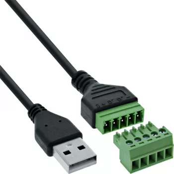 InLine 92504G Kabelverbinder USB-A / Klemmleiste, 5-polig Schwarz, Grün