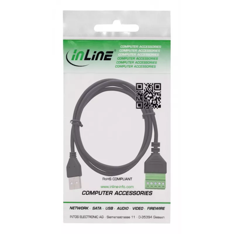 InLine 92504G Kabelverbinder USB-A / Klemmleiste, 5-polig Schwarz, Grün