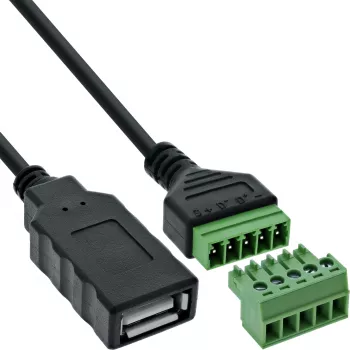 InLine 92504H Drahtverbinder USB-A / Klemmblock, 5-polig Schwarz, Grün