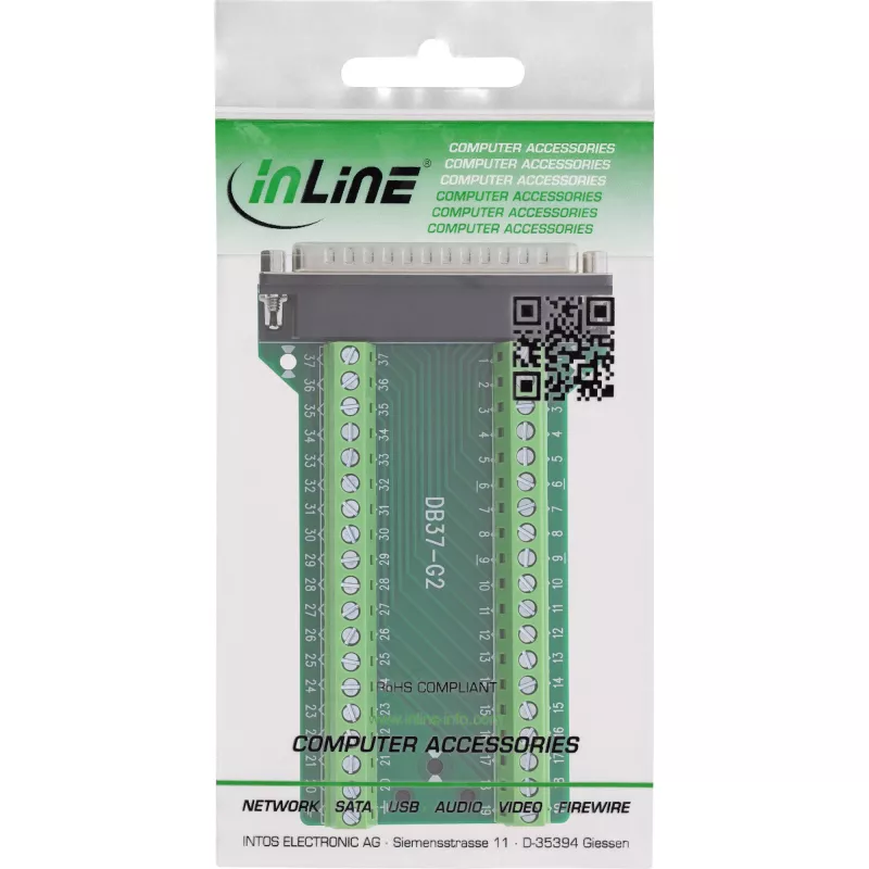 InLine 92502J Drahtverbinder Klemmleiste / D-Sub 37 Schwarz, Grün