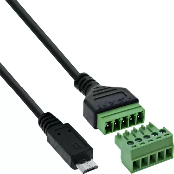 InLine 92504C Kabeladapter Micro USB / Klemmleiste, 5-polig Schwarz, Grün