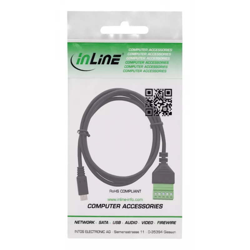 InLine 92504C Kabeladapter Micro USB / Klemmleiste, 5-polig Schwarz, Grün