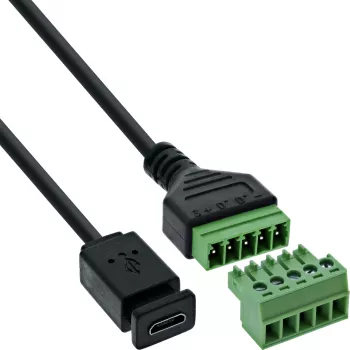 InLine 92504D Drahtverbinder Micro-USB / Klemmleiste, 5-polig Schwarz, Grün