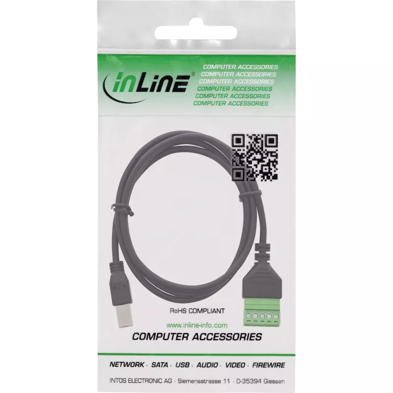 InLine 92504I Kabelverbinder USB-B / Klemmleiste, 5-polig Schwarz, Grün