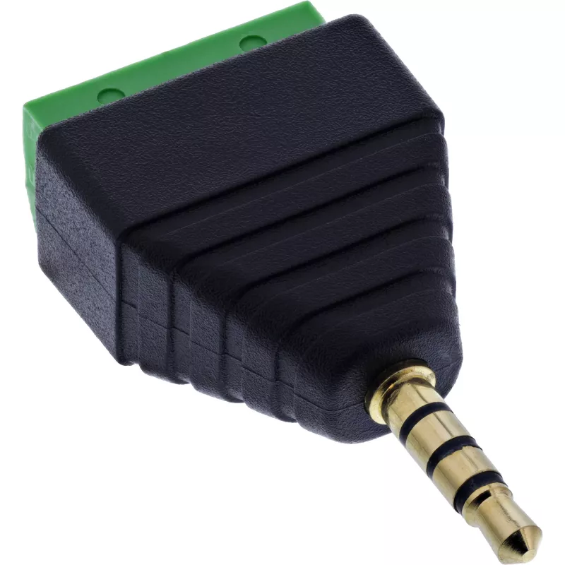 InLine 92504J Kabelverbinder 3,5 mm 4-poliger Klinkenstecker TRRS / Klemmleiste 4 Anschlüsse Schwarz, Grün