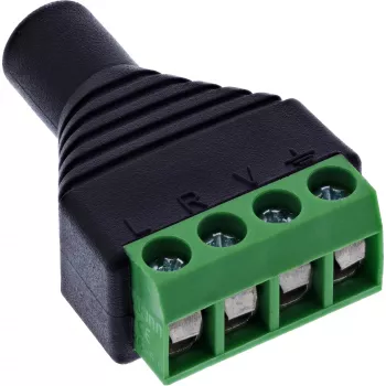 InLine 92504K Kabeladapter 3,5 mm 4-polige Klinkenbuchse TRRS / Klemmleiste 4 Klemmen Schwarz, Grün