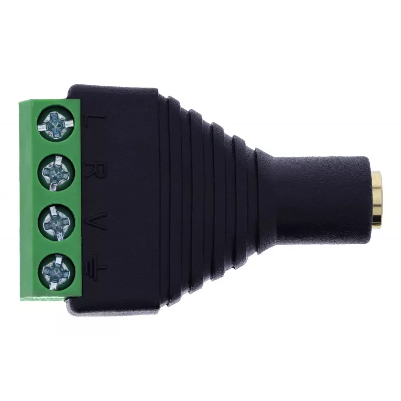 InLine 92504K Kabeladapter 3,5 mm 4-polige Klinkenbuchse TRRS / Klemmleiste 4 Klemmen Schwarz, Grün