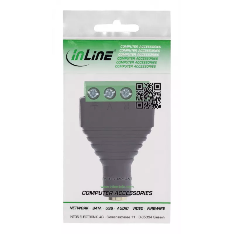 InLine 92504K Kabeladapter 3,5 mm 4-polige Klinkenbuchse TRRS / Klemmleiste 4 Klemmen Schwarz, Grün