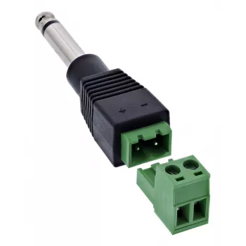 InLine 92504M Drahtverbinder 6,35 mm 2-poliger Klinkenstecker TS / Reihenklemme 2 Klemmen Schwarz, Grün
