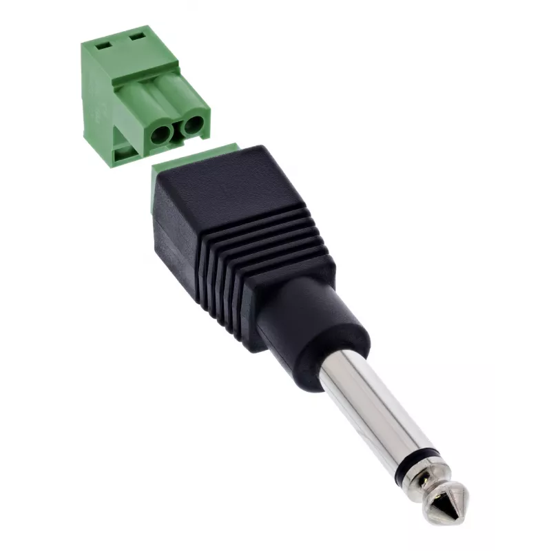 InLine 92504M Drahtverbinder 6,35 mm 2-poliger Klinkenstecker TS / Reihenklemme 2 Klemmen Schwarz, Grün
