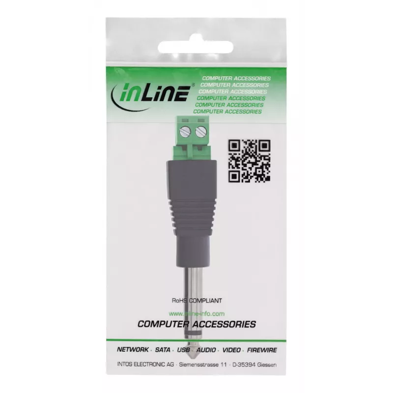 InLine 92504M Drahtverbinder 6,35 mm 2-poliger Klinkenstecker TS / Reihenklemme 2 Klemmen Schwarz, Grün