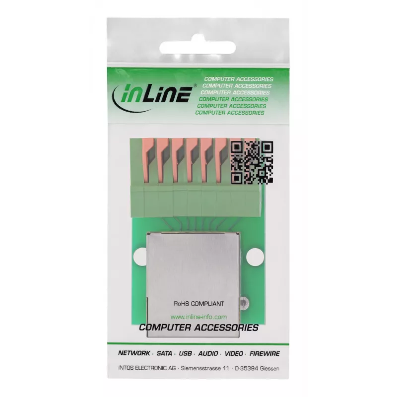 InLine 92505F Drahtverbinder RJ45 Cat.5e 8P8C / Klemmleiste, 8-polig Grün