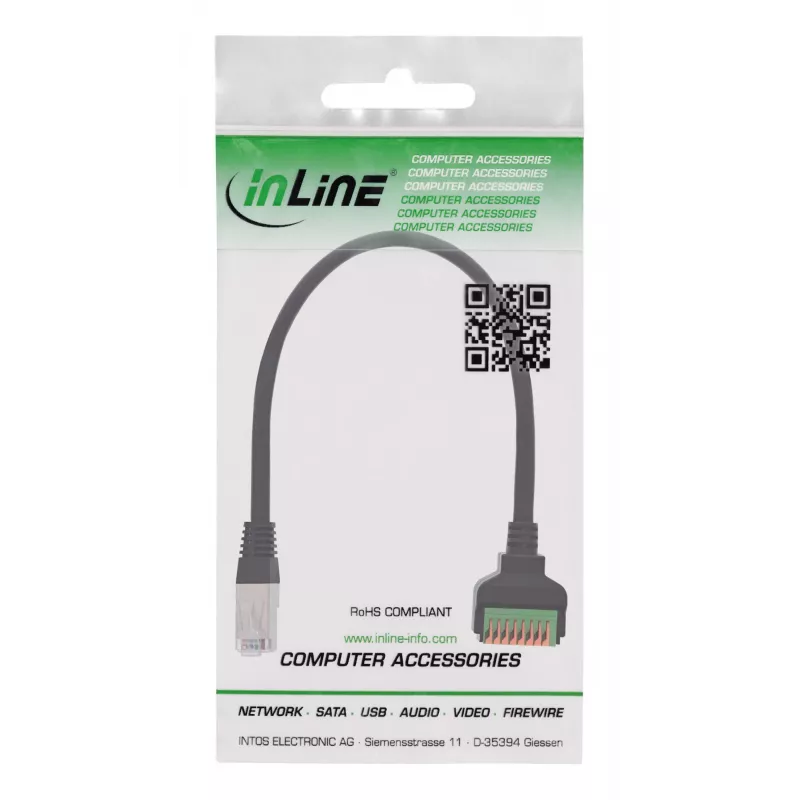 InLine 92505I Drahtverbinder RJ45 Cat.5e 8P8C / Klemmleiste, 8-polig Schwarz