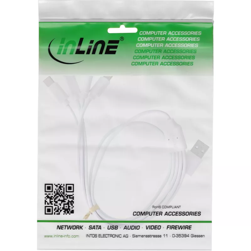 InLine 35142W USB-Kabel USB 2.0 2 m USB A 4 x USB-C Weiß