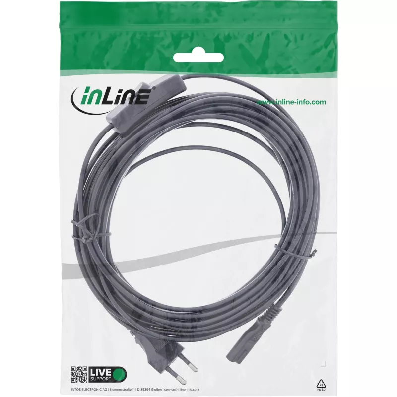 InLine 16159 Netzkabel Schwarz 10 m CEE7/16 IEC C7