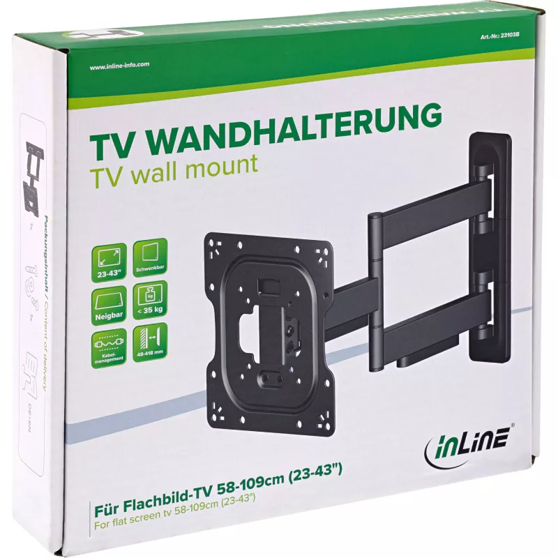 InLine 23103B TV-Wandhalterung 109,2 cm (43 Zoll) Schwarz