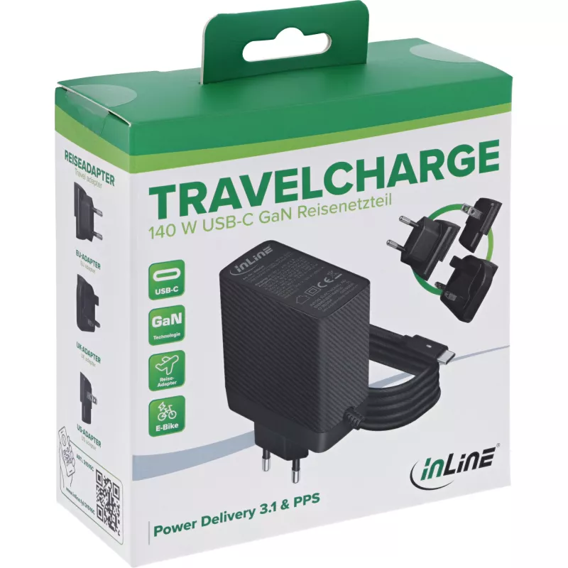 Mobiles Ladegerät InLine 31516C — kompakter USB-Netzadapter zum Laden von Smartphones und Tablets