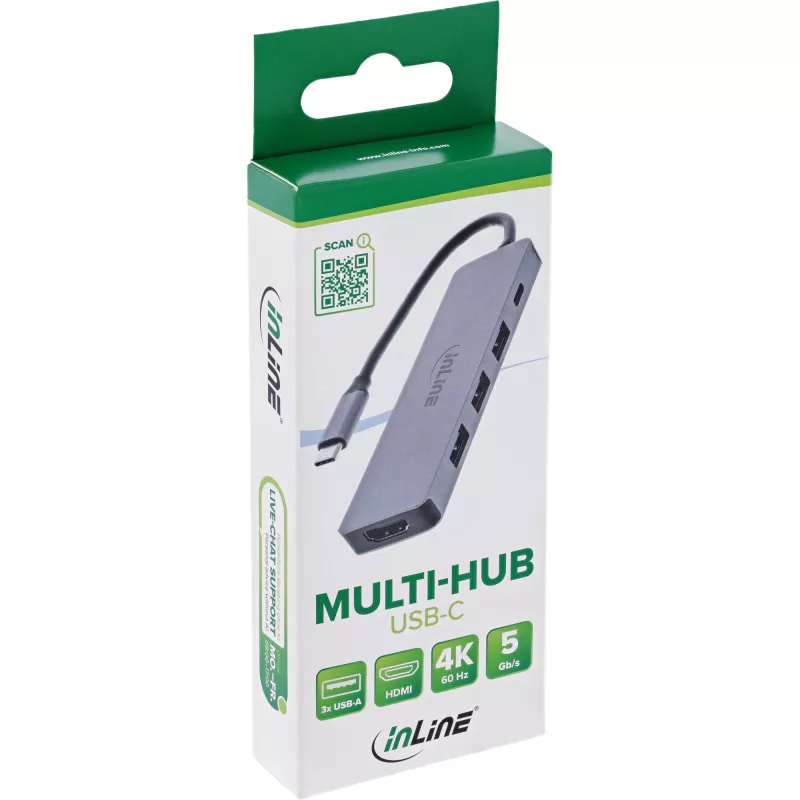 InLine 33271A Schnittstellen-Hub USB 3.2 Gen 1 (3.1 Gen 1) Typ-C 5000 Mbit/s Grau