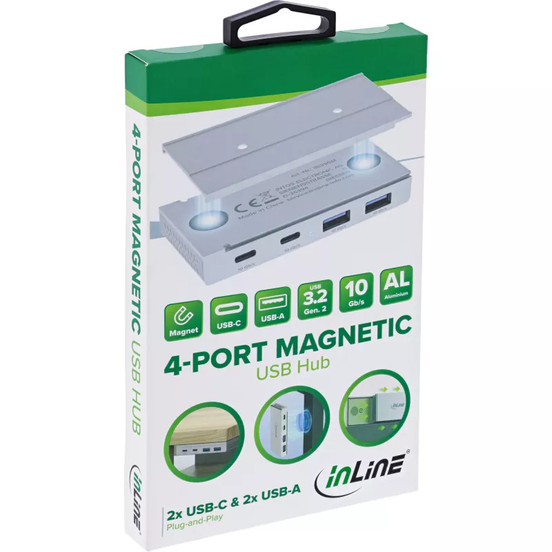 InLine 35395M Schnittstellen-Hub USB 3.2 Gen 2 (3.1 Gen 2) Type-C 10000 Mbit/s Silber